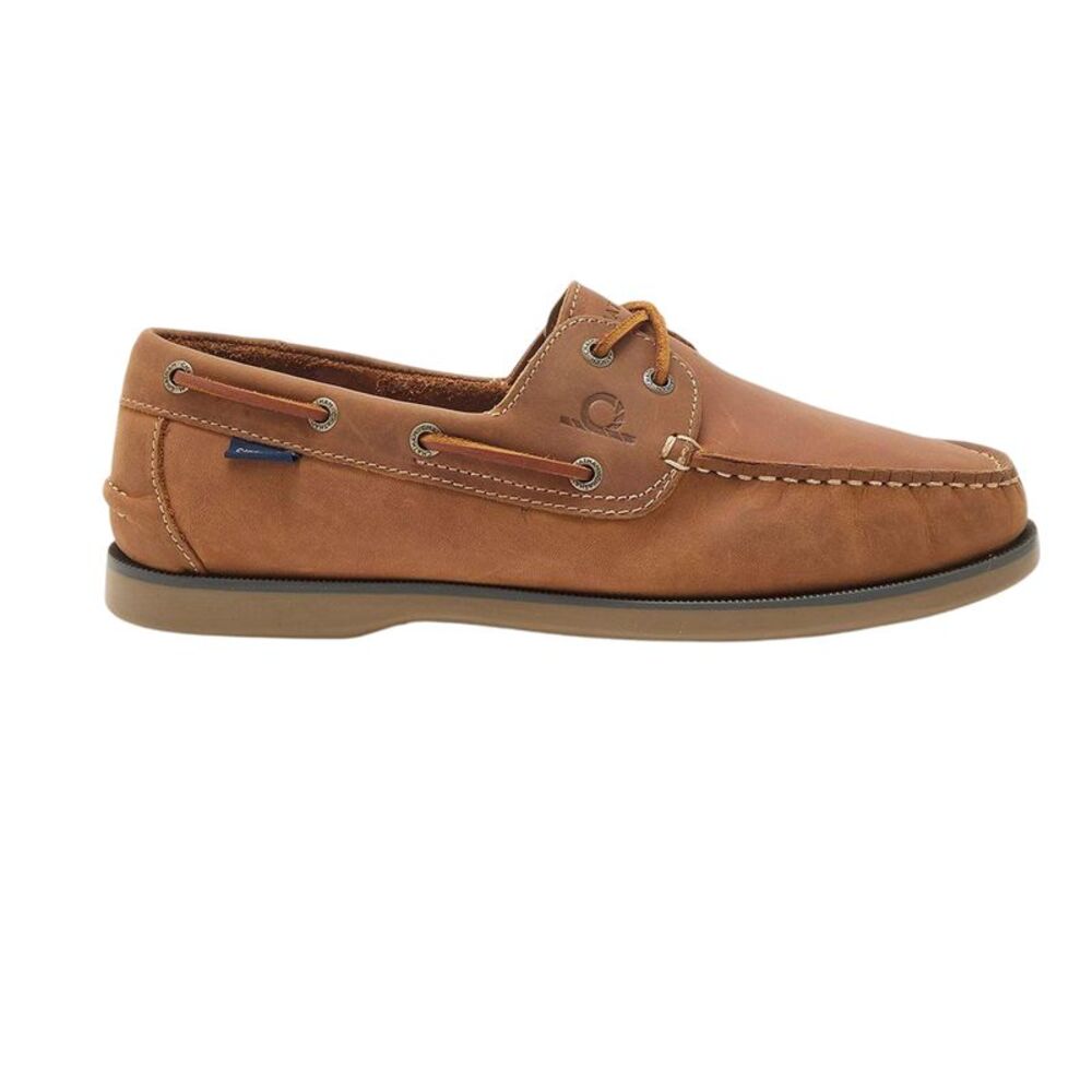 Chatham Mens Leather Stitch Detail Boat Shoes / Tan